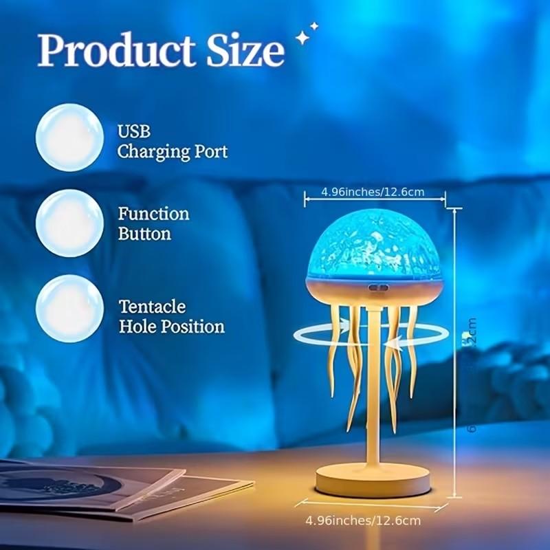 1 Piece Jellyfish Lamp Projector Night Light, 7-Color Changing, Portable and Bright Table Lamp, Waterproof Night Light for Bathroom, Ocean Ambient Light, Suitable for Bedroom, Living Room, Home Decoration, Birthday Gift for Teens and Girls