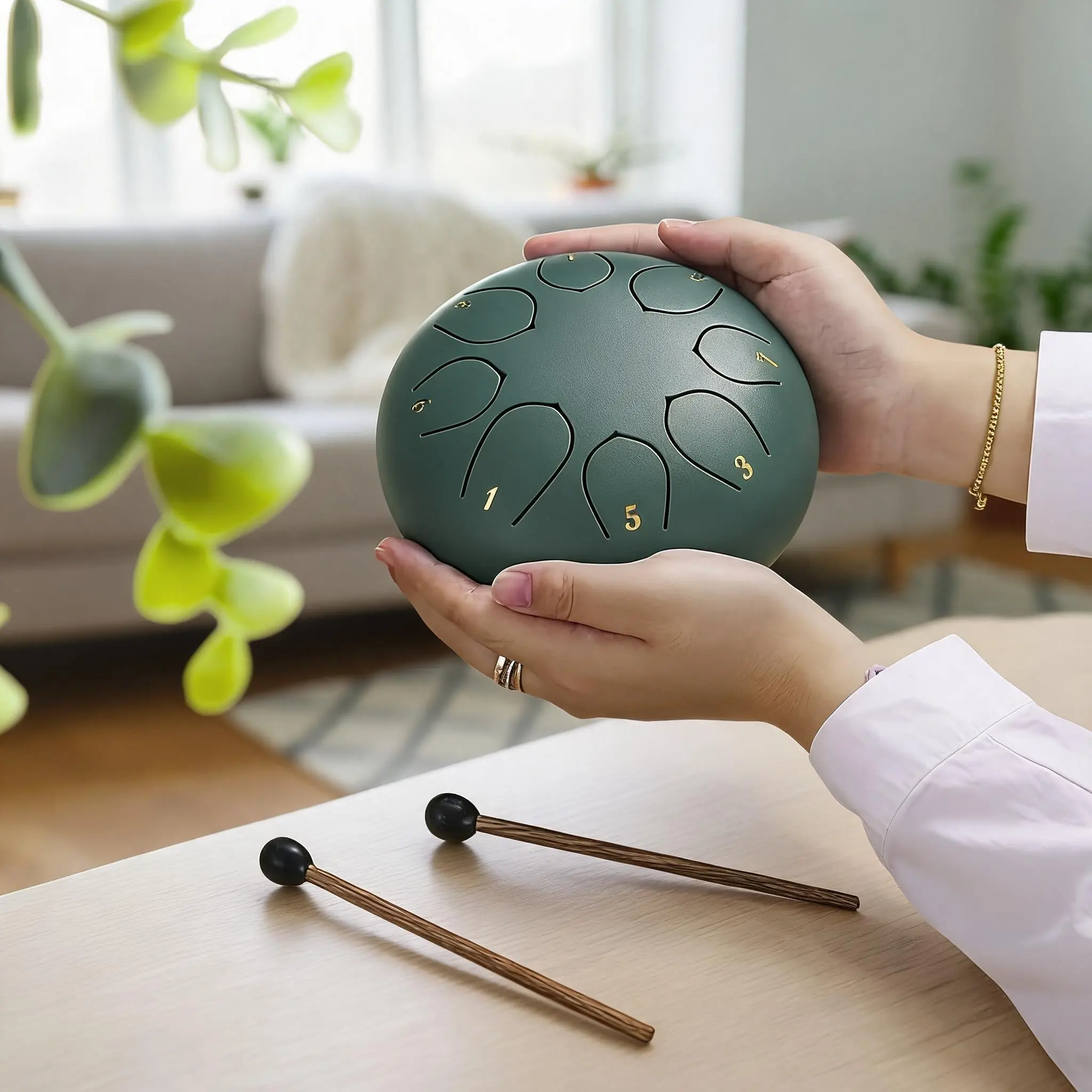 6 Inch 8 Tone Zen Hand Drum, Steel Tongue Drum for Adults and Kids, Perfect Gift for Holidays and Birthdays, Relaxing Music Instrument