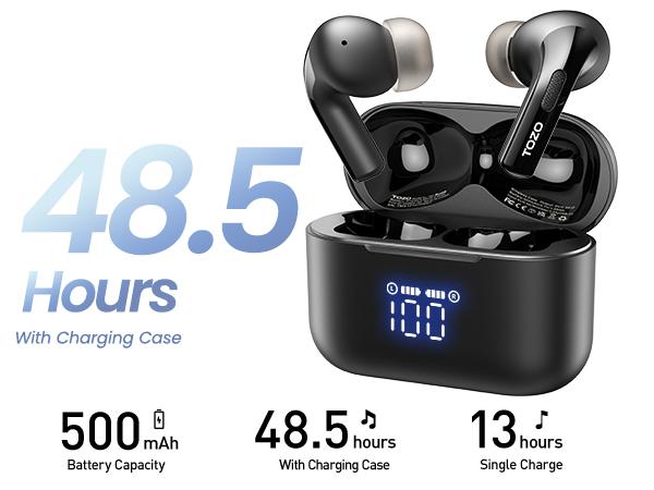 TOZO T20 Wireless Earbuds Bluetooth Headphones 48.5 Hrs Playtime with LED Digital Display Audio Earphones Noise Electronic Headset Charging Chargeable mini headphones in-ear earphone FathersDayGift