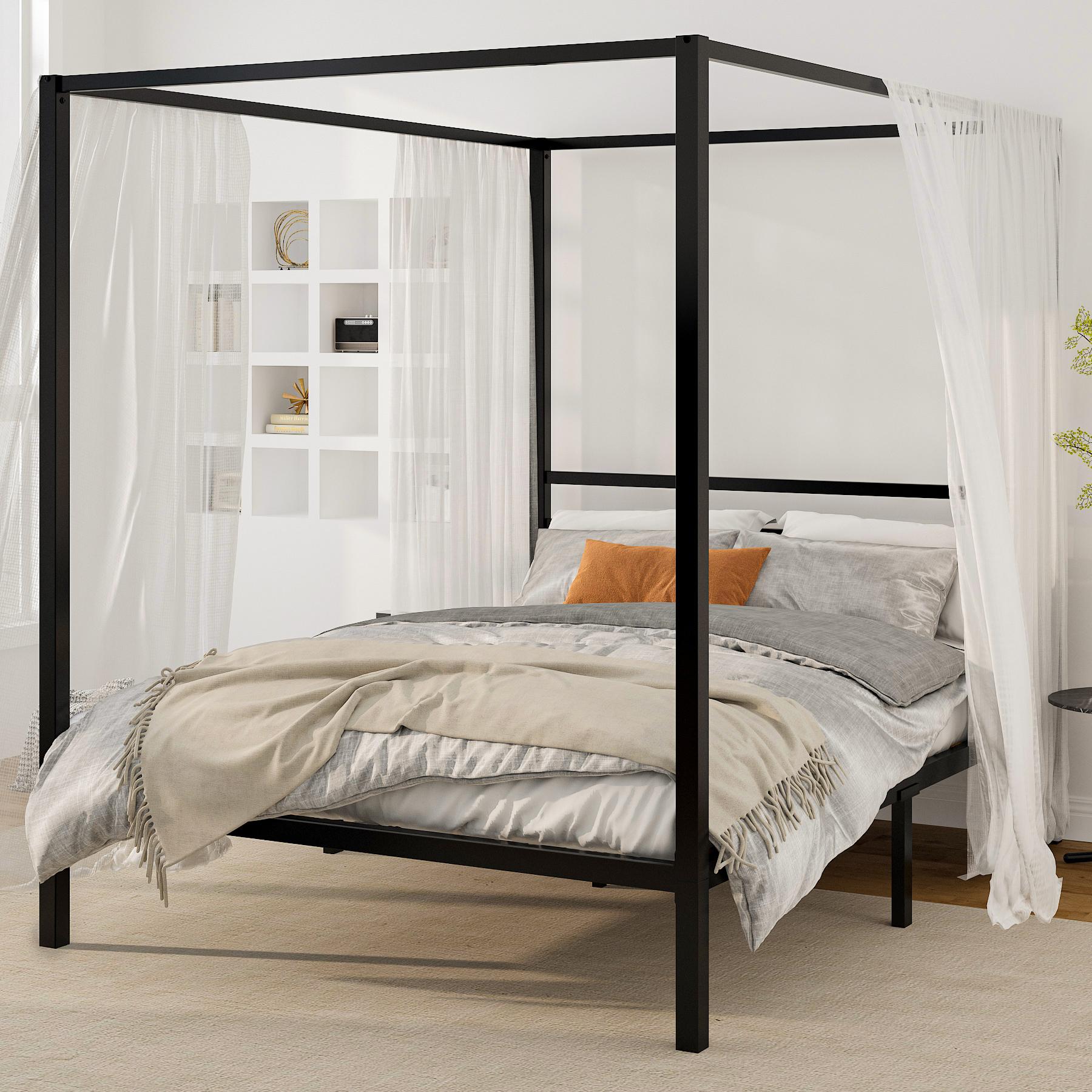 MUTICOR Metal Canopy Bed Frame, Full/Queen, Sturdy and Durable, No Mattress & No Curtains, No Box Spring Needed#TikTokShopBlackFriday #ChristmasGifts