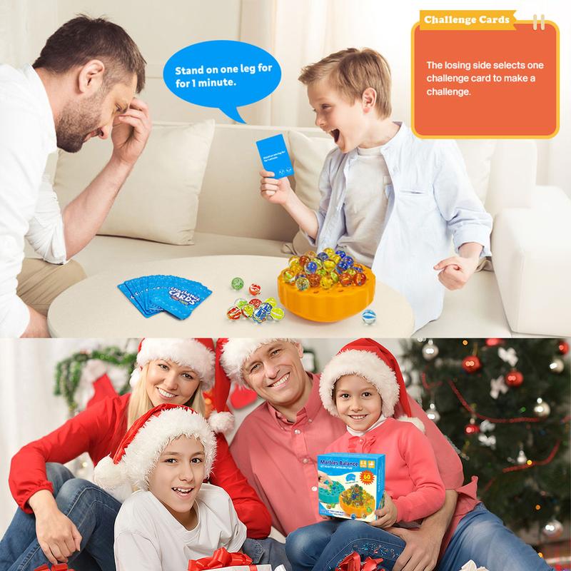Family Edition Game Toy, Family Fun Game, Glass Marbles Jenga Wobble Ball Puzzle Marbles Balance Game Multiplayer Interactive Board Game, Dice & Challenge Cards - Suitable for 1 to 4 players Gifts, festive gifts