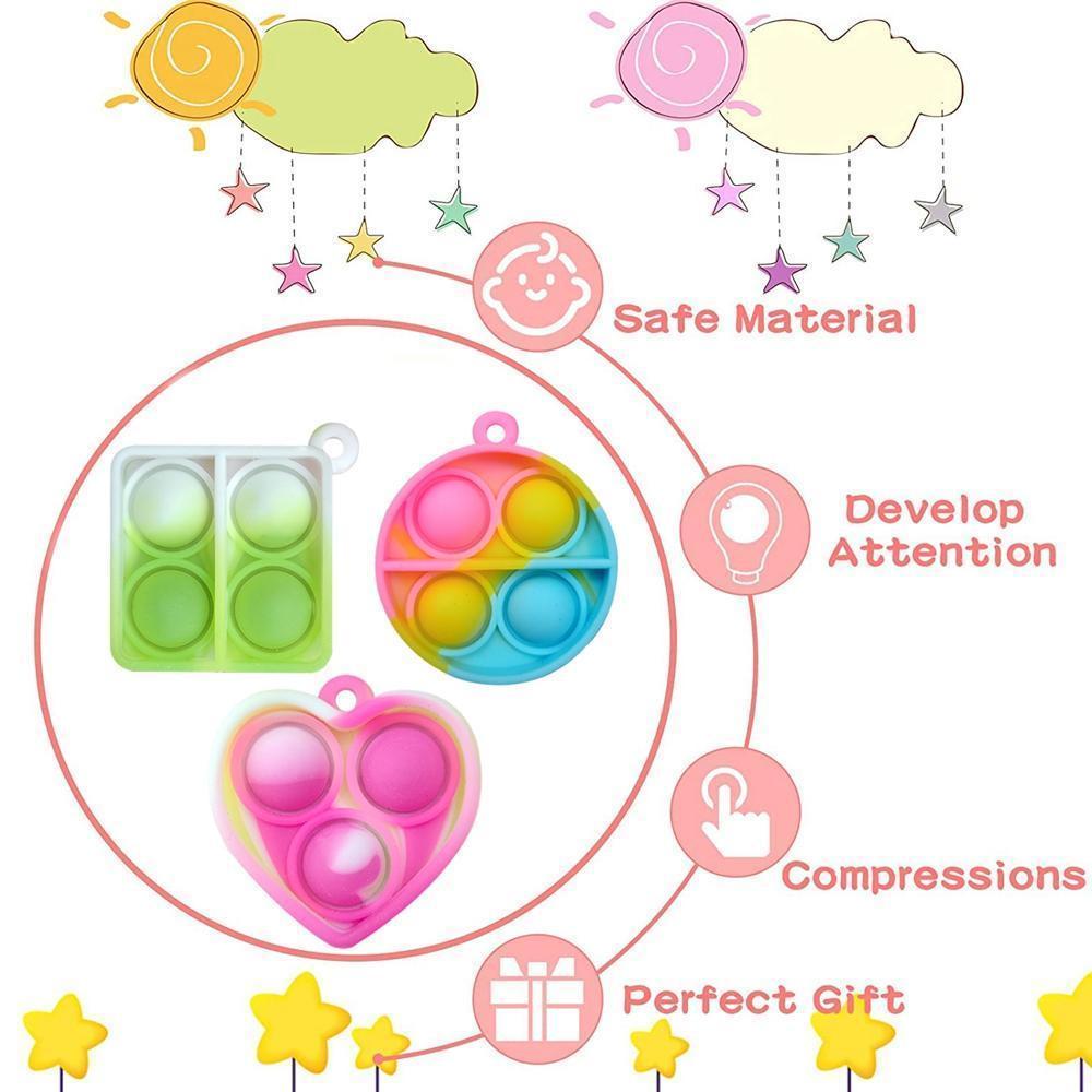 12/24/48Pcs Mini Pop Fidget Toy Pack Kit Keychain Stress Relief Toys Party Favors Office Desk Toy for Kids Adults Brinquedos