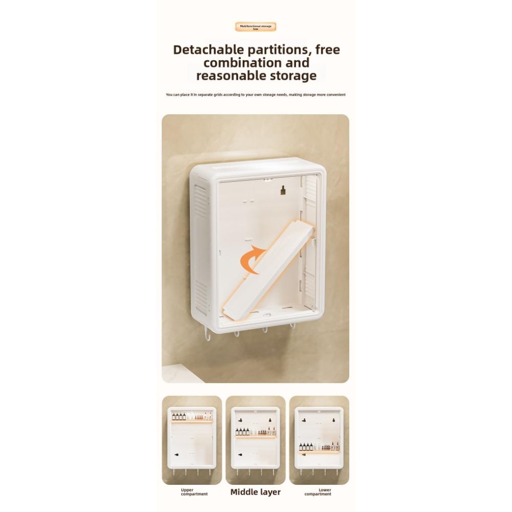 Dustproof Wall-mounted Storage Box for Toiletries, Tissue, Shower Gel, Shampoo, etc., No-drill Wall-mounted Storage Box for Bathroom, Toilet, and Shower Room
