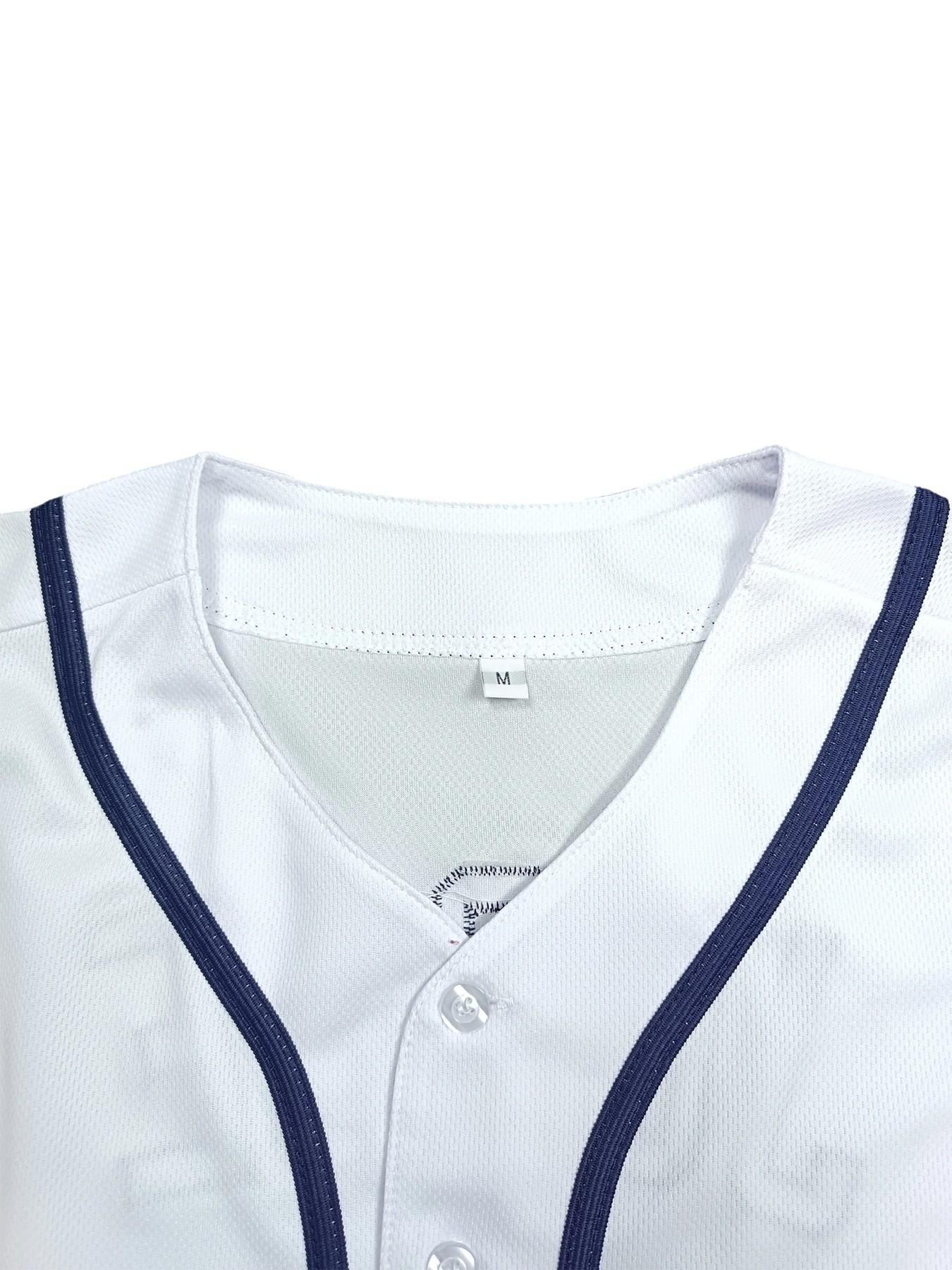 USA Themed Embroidered Baseball Jersey for Men, Breathable Wicking Button Down Shirt, Elastic Sports Uniform for Game Day 2026, Sports Top