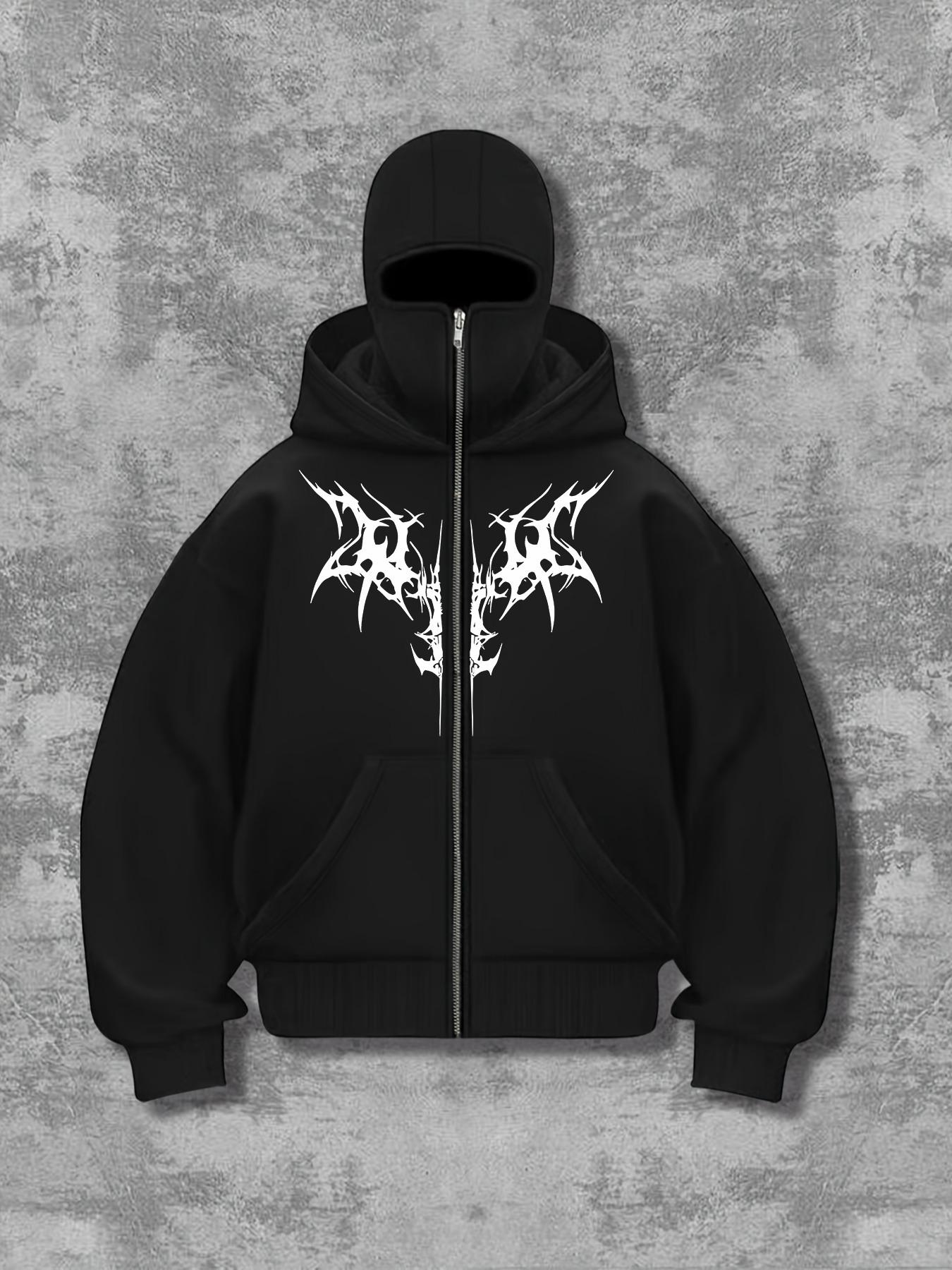 Unisex Black & White Gothic Thorn Tracksuit Set – Zip-Up Hoodie