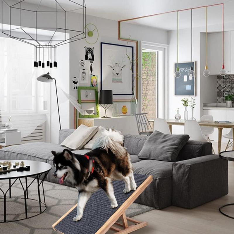 Pet Dog Ramp Wooden Portable Folding Pet Ramp for All Dogs and Cats 27.5" Long Adjustable from 12” to 16” Up to 110Lbs Dog Ramps for Bed Couch Car