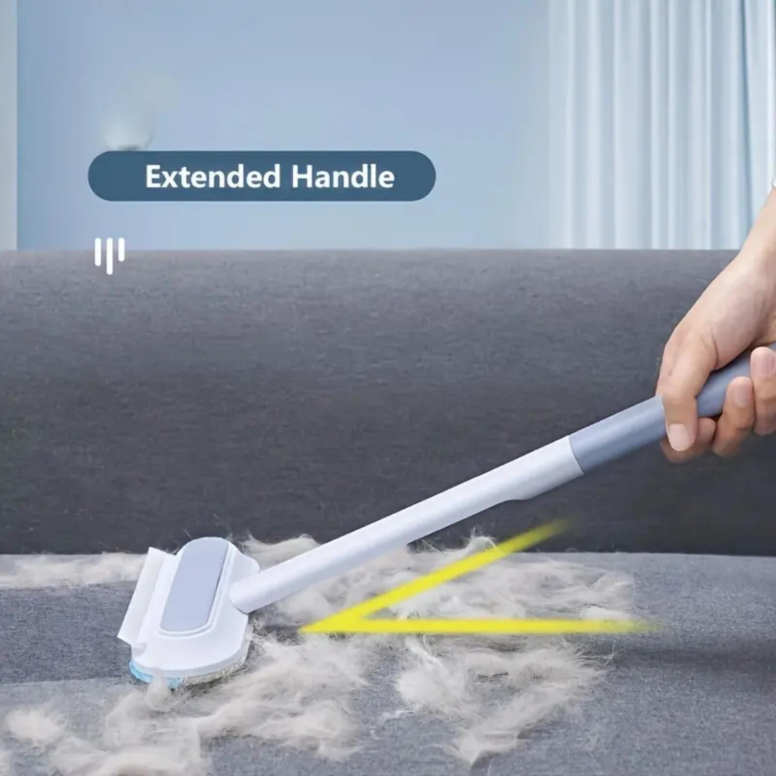 Pet Hair Remover Brush with Extra-Long Handle – Reusable, Washable Lint Cleaner for Cat Dog Hair on Furniture, Carpets, and Bedding.