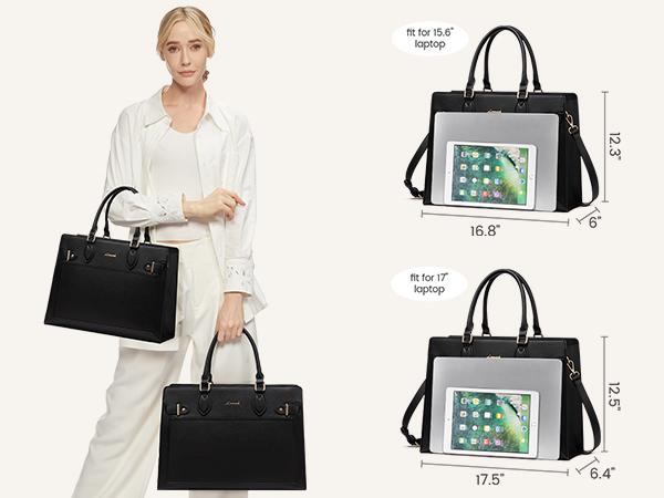 LOVEVOOK Women's Laptop Bag, fits 15.6-inch laptops, Business Tote, Waterproof PU Leather Briefcase, Office Shoulder Bag suitable for Teachers