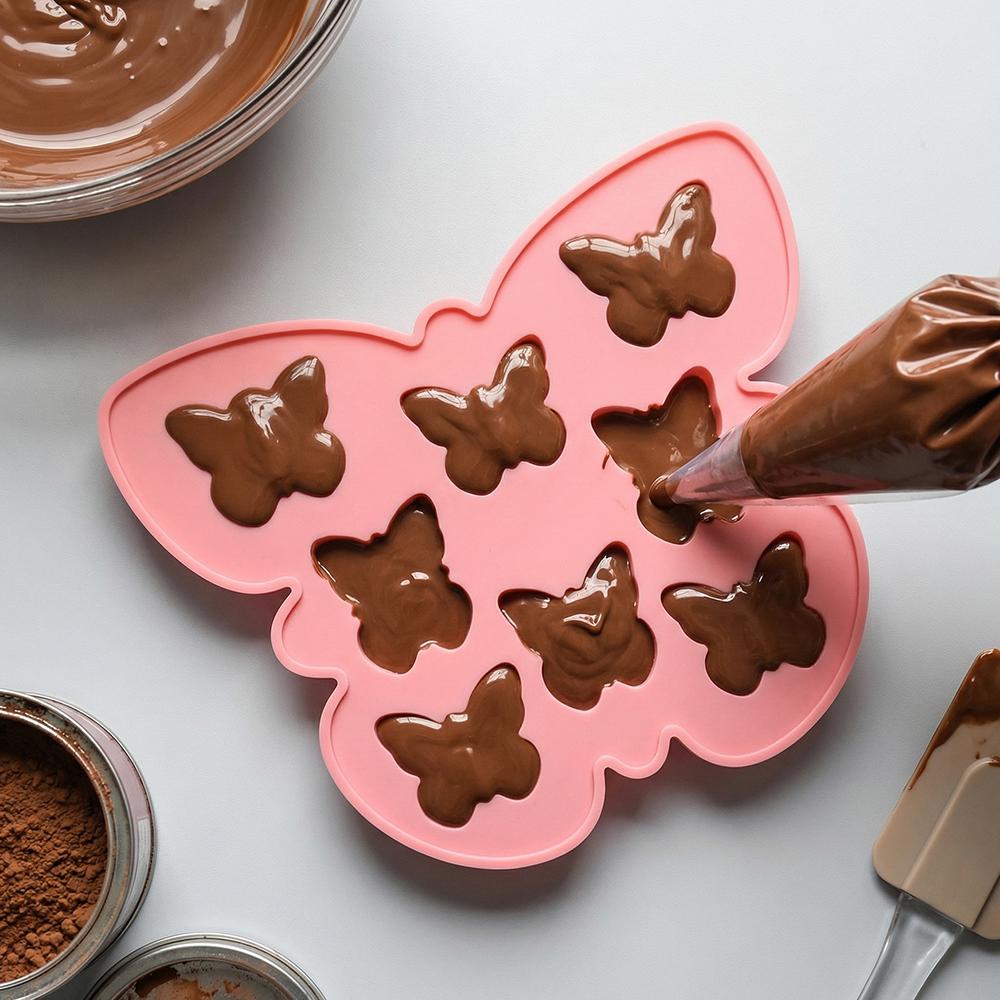 3pcs Butterfly Shape Chocolate Cake Silicone Molds, DIY Candy Pudding Dessert Baking Tray, Ice Cube Trays, Kitchen Accessories