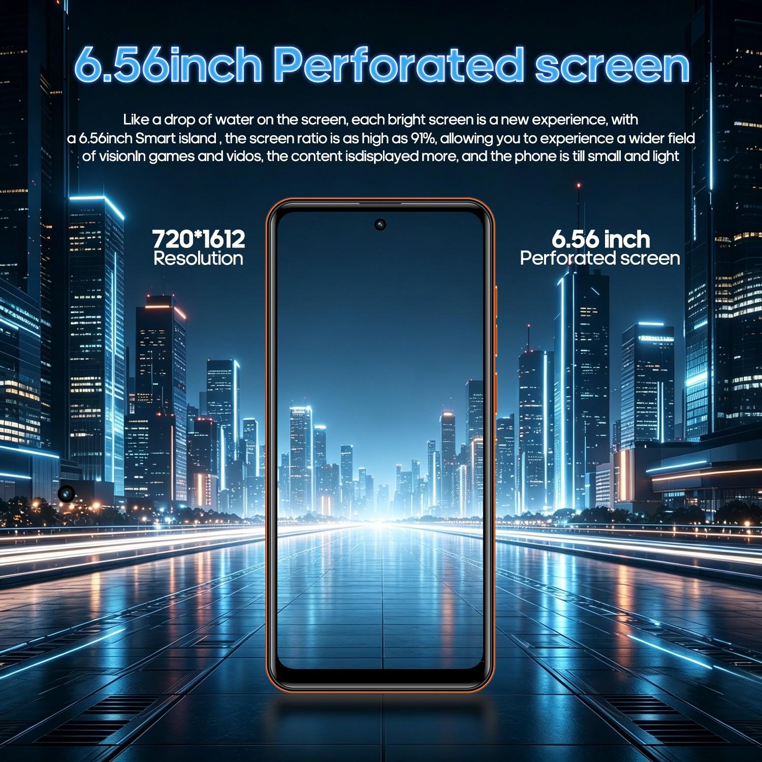 FUFFI M17 Pro smartphone supports global 4G network, features a 6.56-inch high-definition screen, 3GB RAM and 32GB ROM, dual SIM dual standby, 2MP camera, 3100mAh battery, metal integrated frame, and runs on Android 12 system, Android Mobile Phone