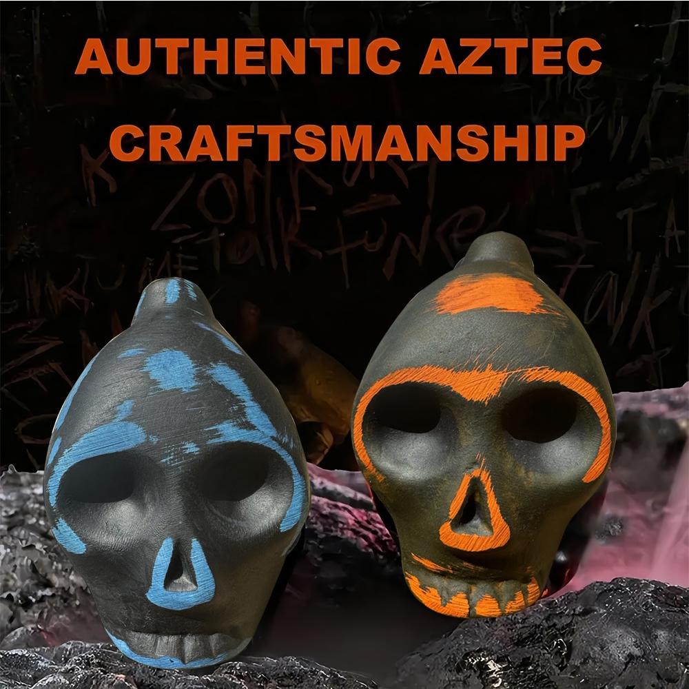 1Count Aztec Death Whistle Sound Effect, Realistic Human Scream, Easy Halloween Prank, Essential Horror Party Accessory, Painted Skull Design