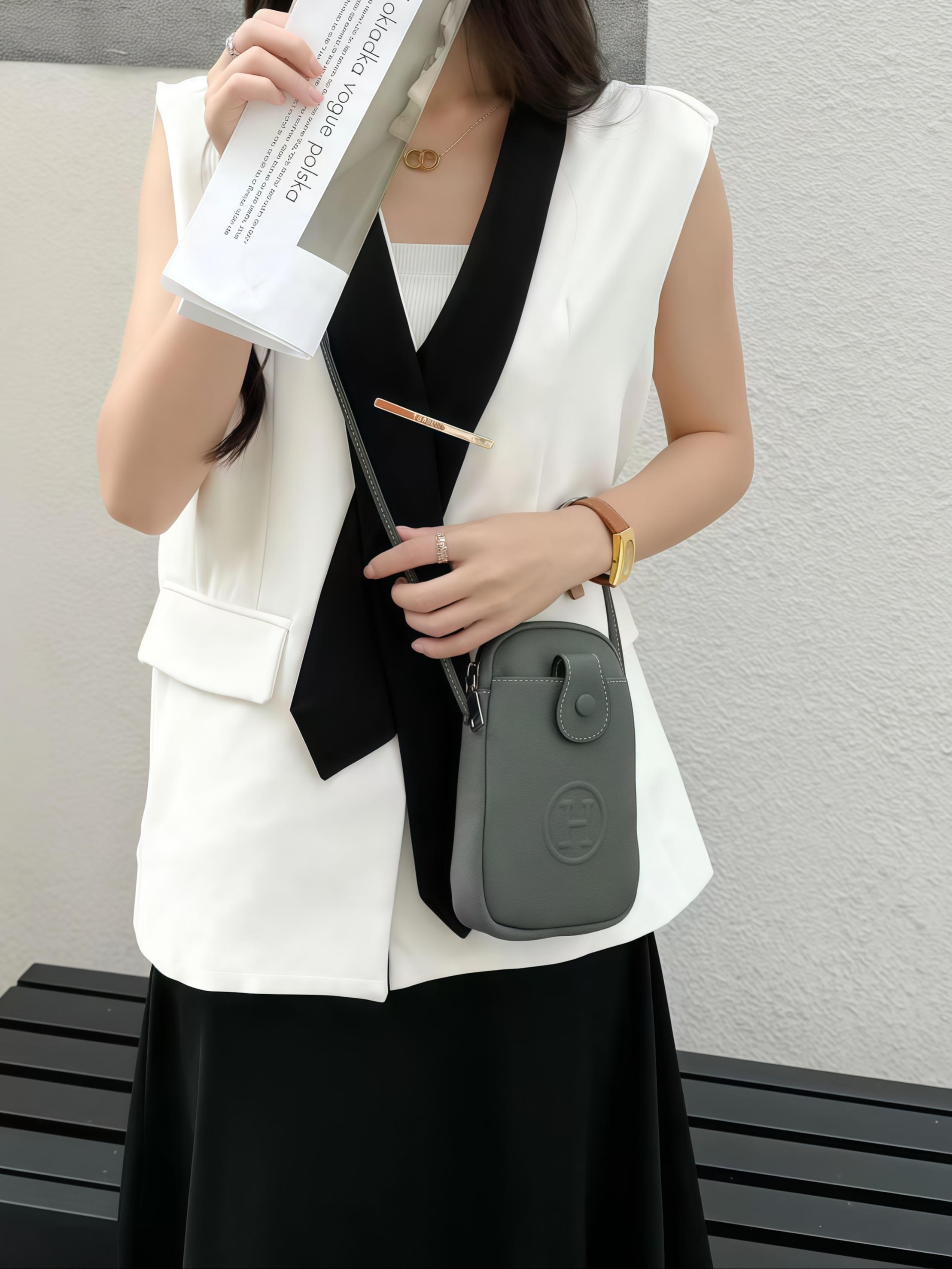 Fashionable Minimalist Letter Mini Crossbody Bag, Women's Versatile Phone Bag, Compact Portable Shoulder Bag, Multiple Colors Available