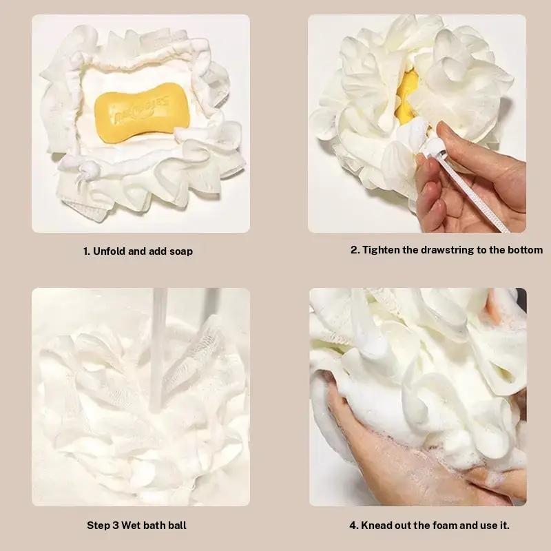 Two-In-One Soap Wrapped Bath Ball, Dual-Sided Use, Rich Lather, Unisex Exfoliating Tool, Travel-Friendly Bathroom Accessory