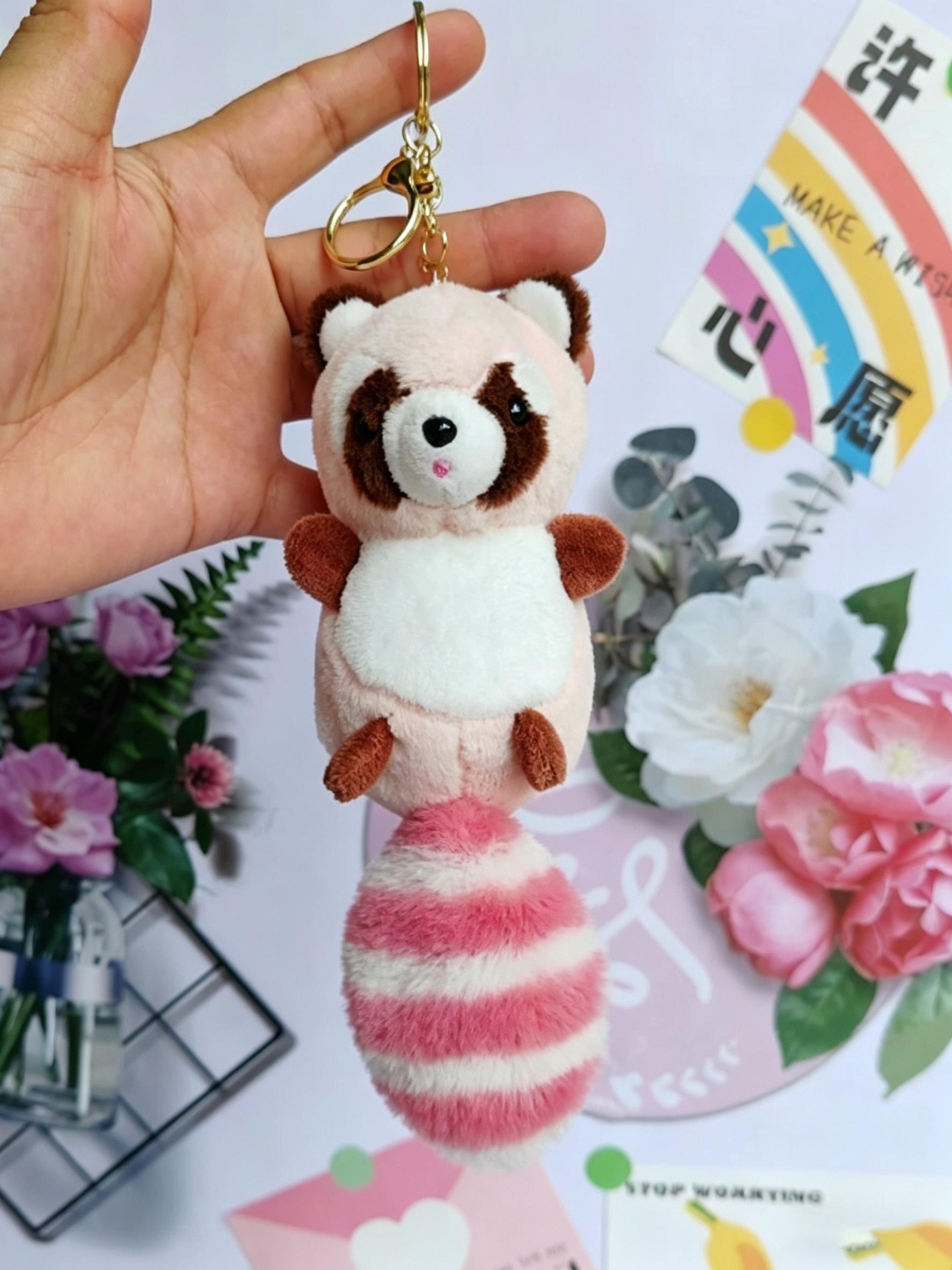 Cute Long-Tailed Raccoon Plush Toy, Wholesale Couple Student Bag Charm, Gumball Machine Small Gift, Adorable Stuffed Animal