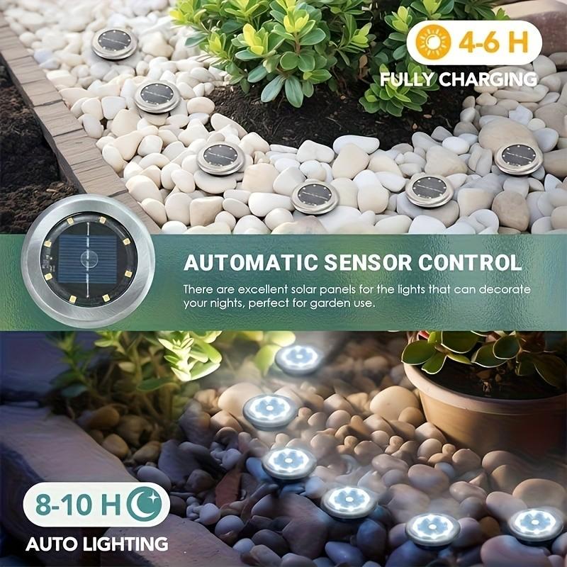 Solar ground lights, Lawn Lights, and Patio Lights — Automatic On/Off, Waterproof Design; Solar Outdoor Light Suitable for Landscape Lighting, Pathways, Courtyards, Patios, Lawns, Pools, and Sidewalks (12-Pack) Solar Outside Lights