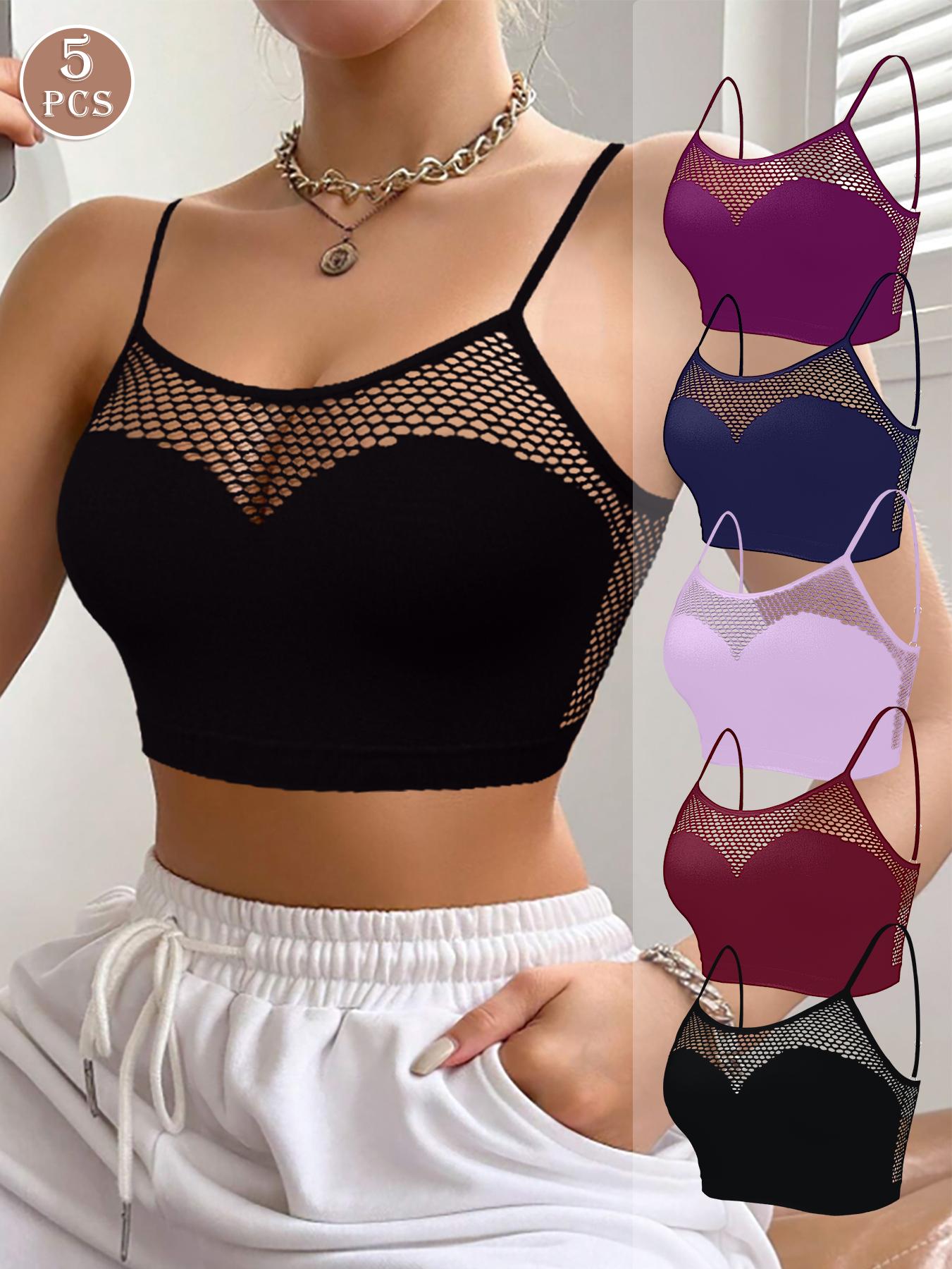 Boho Chic Women's Bras - Openwork Design, Breathable Seamless Adjustable Straps, Summer Wear, Push-Up Minimizer Bras, 5 Pack Value Set SpringStatements