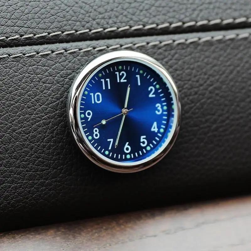 Small Shiny Analog Car Dashboard Clock, Replacement Quartz Automotive Watch, Stick-On Design, Perfect for Car Interiors