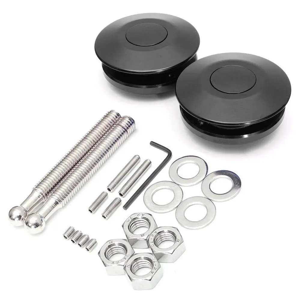 Universal 2 Pack Quick Latch Hood Pins, Push Button Quick Release Hood Bonnet Lock Clips, 2.44 Inch Diameter Engine Hood Fasteners for Car Racing Modification and Auto Accessories