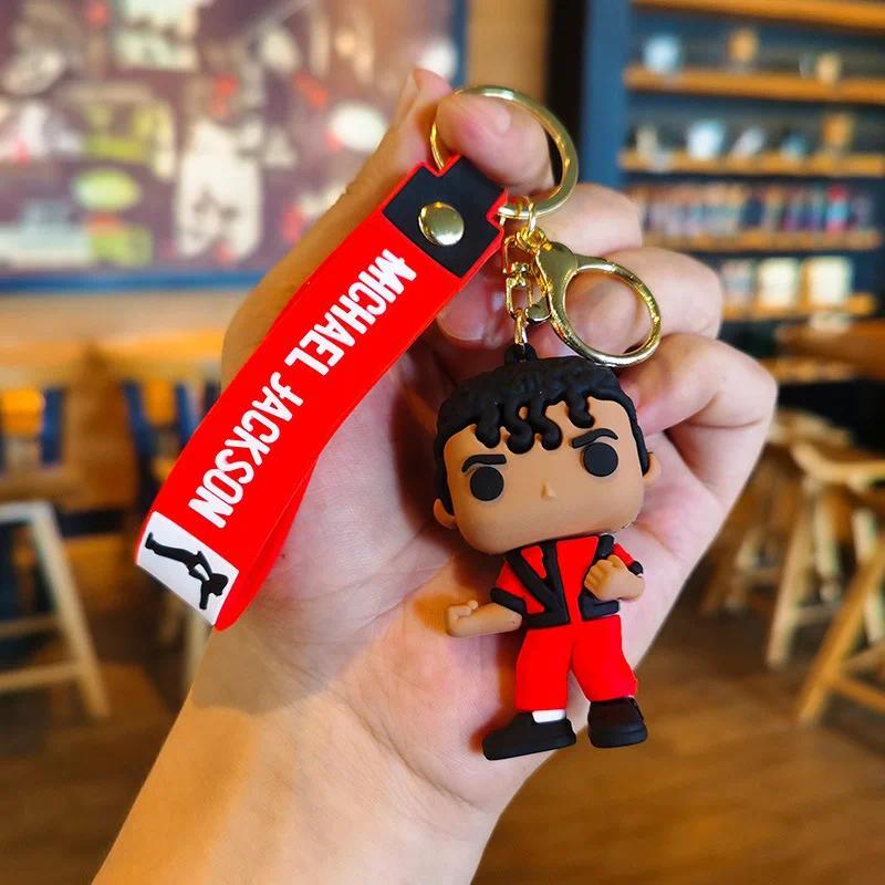 3pcs Michael Jackson Keychain Music Idol Doll Machine Key Chain