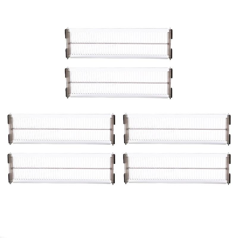6-piece adjustable drawer dividers, freely extendable to fit various drawers. Ideal for clothing, kitchen and office storage. Made of sturdy durable material, keeping items neatly organized and saving space efficiently.