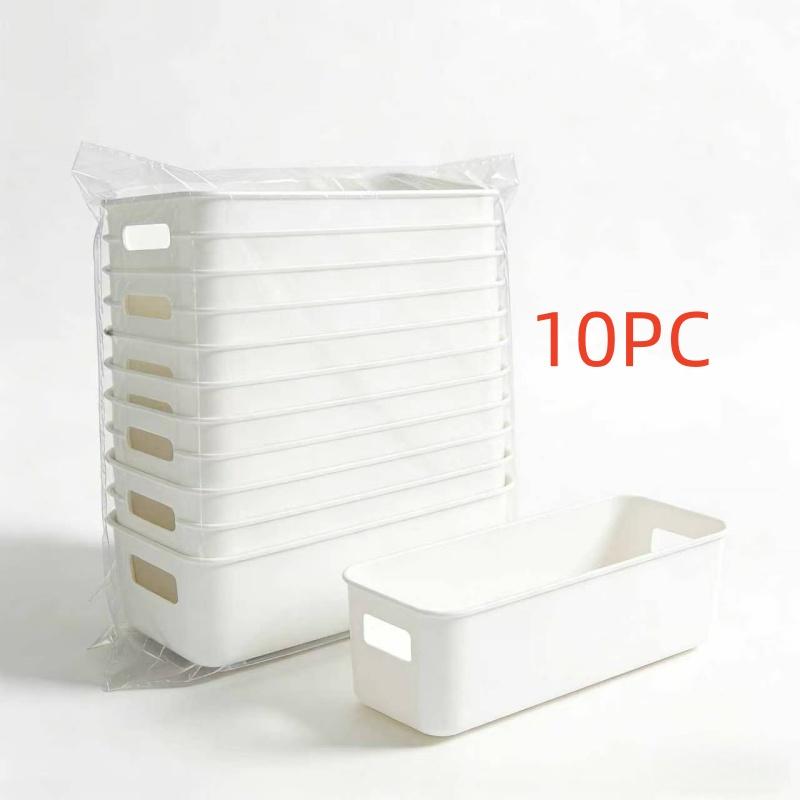 Rectangular Storage Box Drawer Organizer, Living Room Snacks Stationery Cosmetics Holder, Stackable Plastic Container, Kids School Supplies Basket