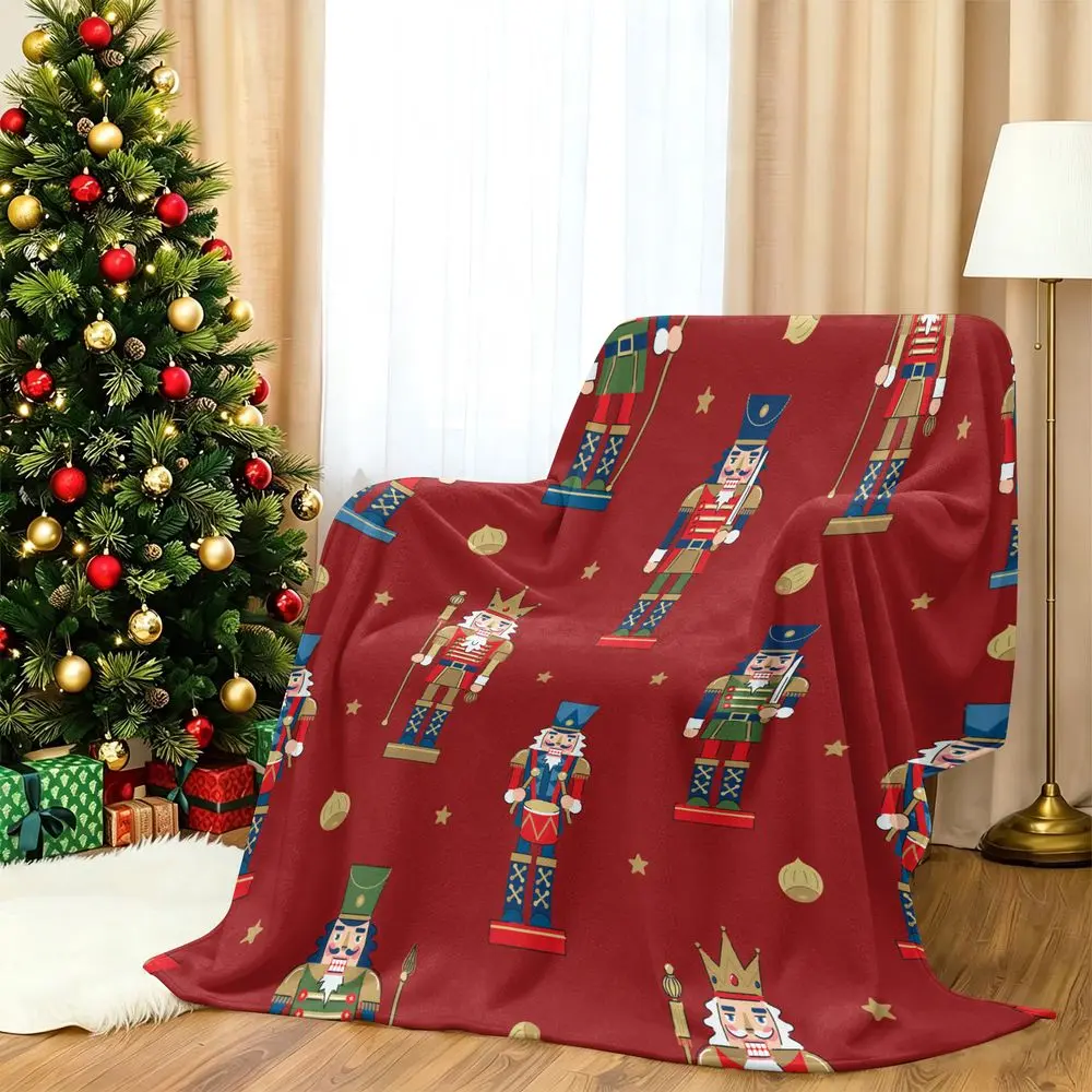 Christmas Nutcracker Flannel Blanket, Ultra Soft Cozy Warm Blanket for Bed Couch, Festive Holiday Throw Blanket, Decorative Xmas Gift Blanket for Kids Adults Home Decor