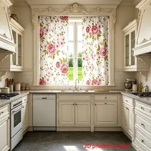 2-piece set of semi blackout curtains - made of polyester, featuring natural landscapes and floral patterns, perfect for bedroom and living room decoration, and year-round home decor