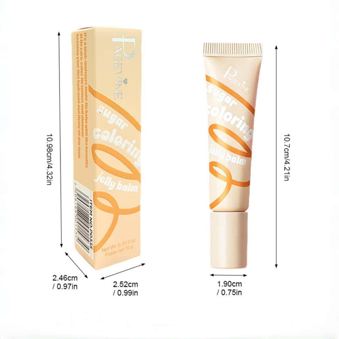 1PC Tinted Lip Jelly 4 Colors PAGEVINE Sugar‑Coloring Balm Light‑Tint Formula Long‑Lasting Hydrating Pastel Squeeze Tube For Date Natural‑Look Lip Cosmetic Gift
