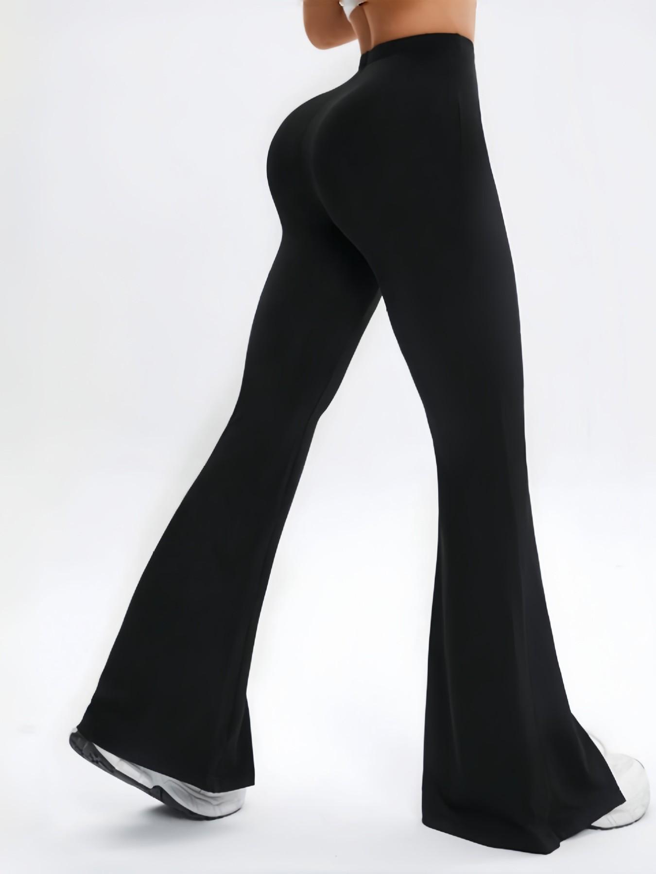 Women's Casual Split Yoga Pants, High Waist Slimming Tight Fitting Bottoms, Flowing Micro Flare Leggings, Comfortably Stylish