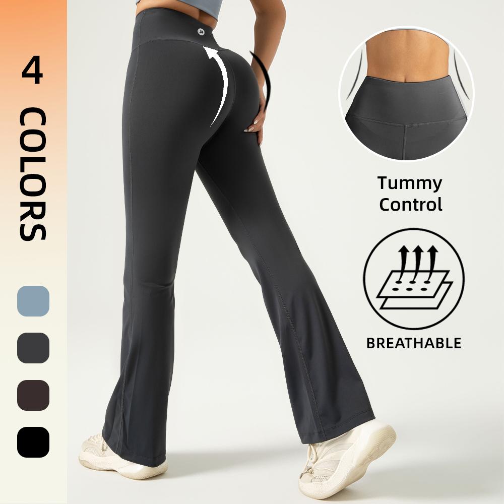 Women's High Waist Solid Compression Flare Leggings,Air-Butter 3.0 Fabric,Tummy Control,Solid Comfy Breathable Wide Waistband Flare Pants for Yoga Gym Workout, High Stretch Yoga Legging,Spring Outfits 2025