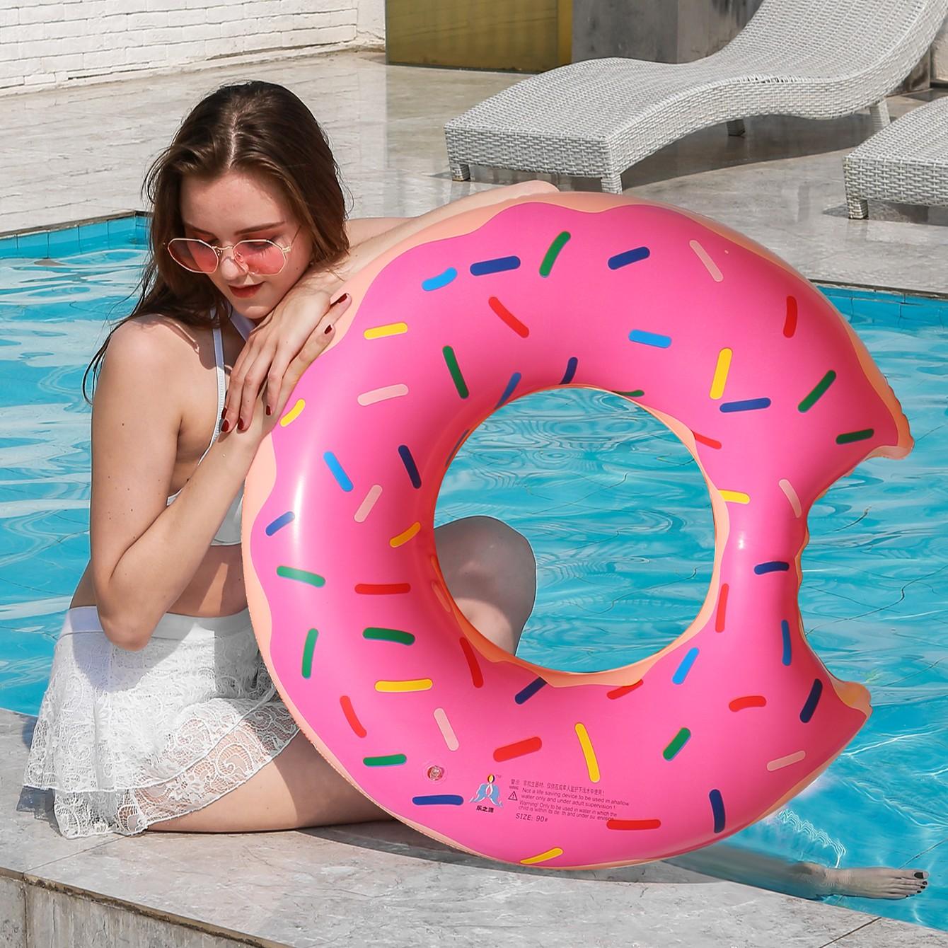 Donut Swim Ring, Summer Pool Float, Beach and Pool Swimming Aid, Water Safety Gear, Pool Party Beach Toy, Fun and Safe Floating Device