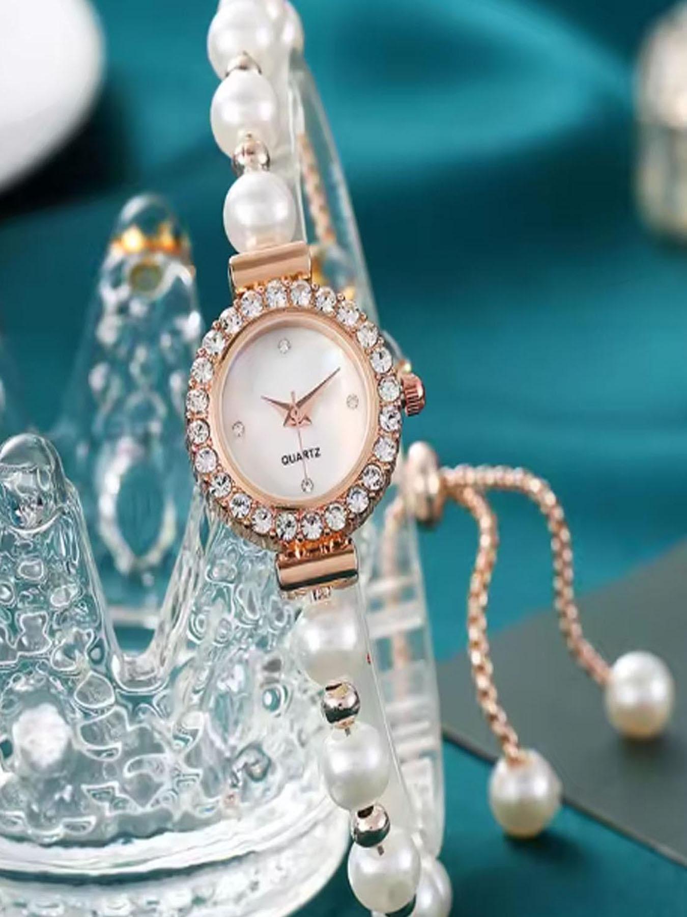 Elegant Ladies' Adjustable Alloy Bracelet Watch with Quartz Movement, Suitable for Daily Matching and Gifting To Friends