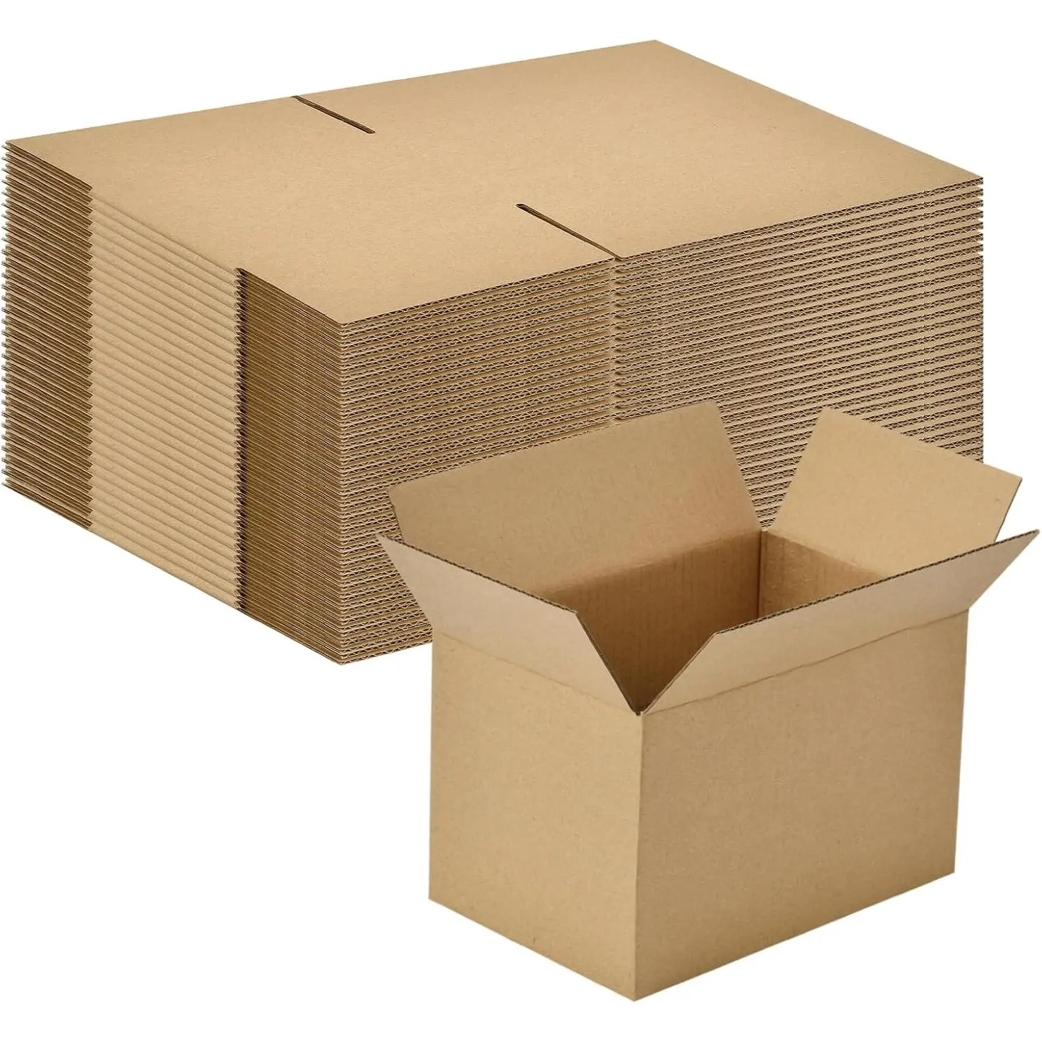 100-Pack Rectangular Waterproof Cardboard Shipping Boxes (6x4x4 in) - Multi-Size Compatible Brown Corrugated Home Organizer Storage Bins for Packing Safe Mailing, Business Use, Rectangular Shape