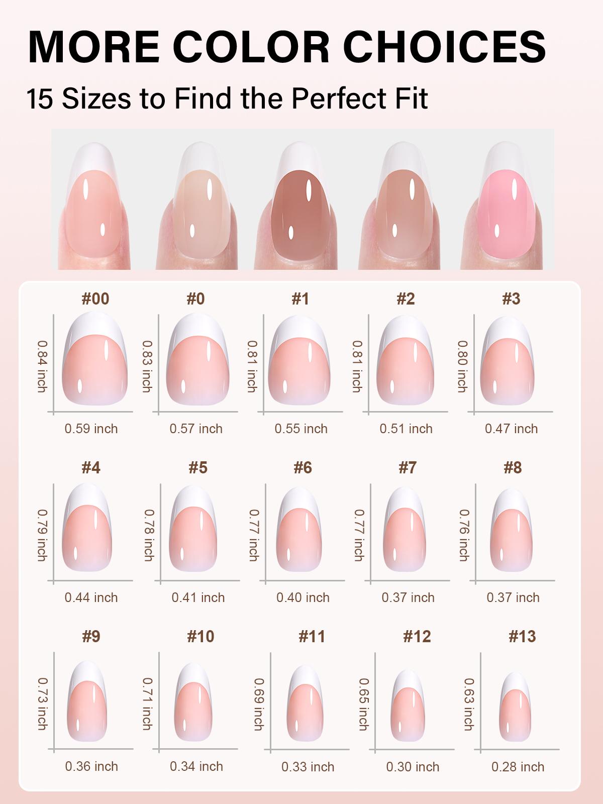 Aillsa Short Oval French Tip Press on Nails - 180pcs Classic Nude/White Full Cover Soft Gel Nail Tips Natural False Nails 15 sizes Easy to Wear Soak Off Acrylic press Nails Extensions Reusable & Comfortable Fit DIY Nail Art at home Beauty Products