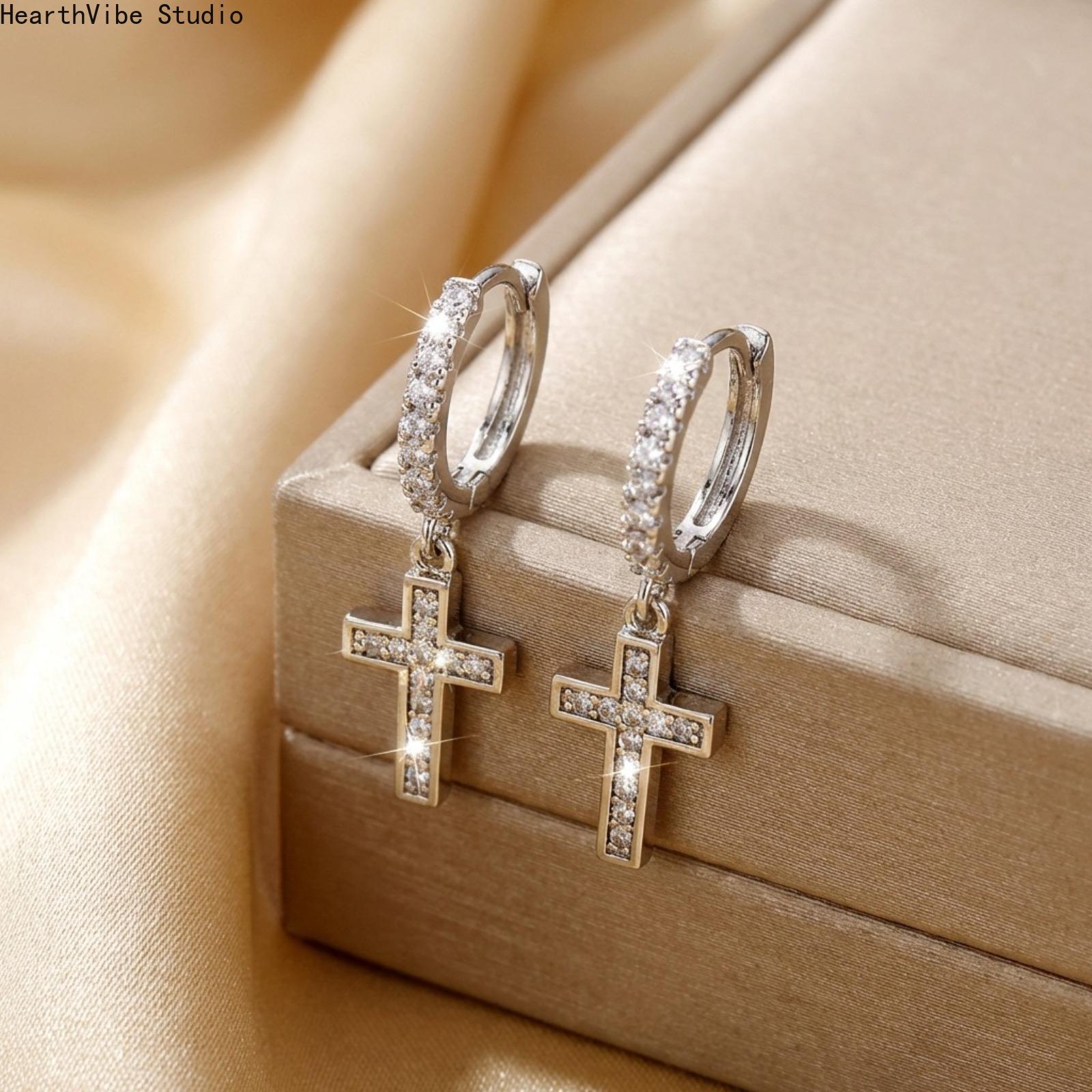 Dainty Clean Girl Rhinestone Cross Earrings | Hypoallergenic Plated Copper Minimalist Studs, Tarnish-Resistant Faith-Inspired Luxury Jewelry Gift for Her Dainty Clean Girl Rhinestone Cross Earrings | Hypoallergenic Plated Copper Minimalist Studs, Tarnish-Resistant Faith-Inspired Luxury Jewelry Gift for Her
