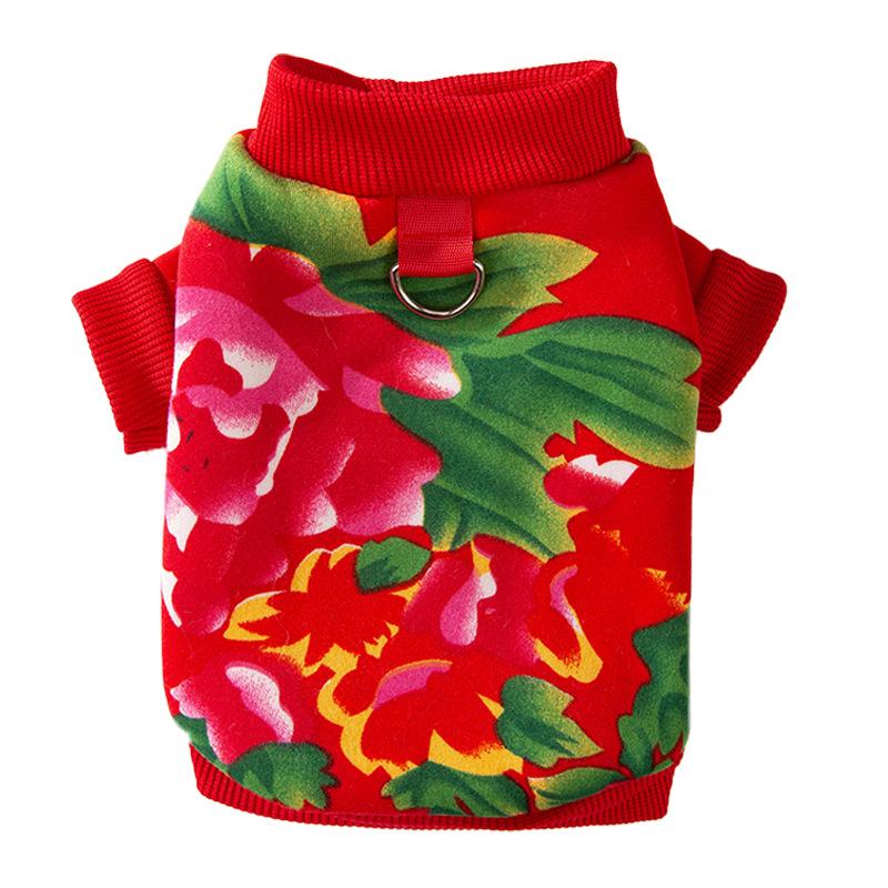 Kitten Apparel Autumn Winter Floral Sweatshirt for Ragdoll British Shorthair New Year Two Legged Cat Clothes