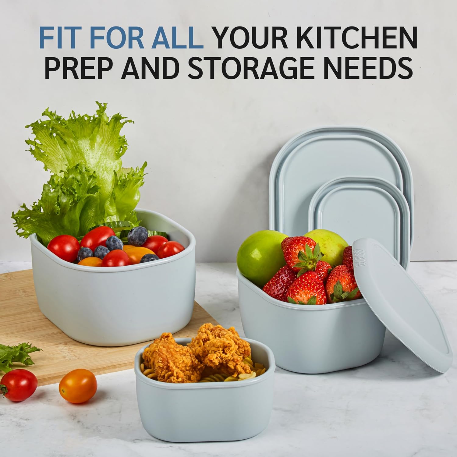 12 count/Set Nesting   Storage Containers with  | , , Meal Prep Containers, Small Freezer Portions, Dishwasher Cleaning, Nested Cabinet Storage, 5 Sizes, Grey