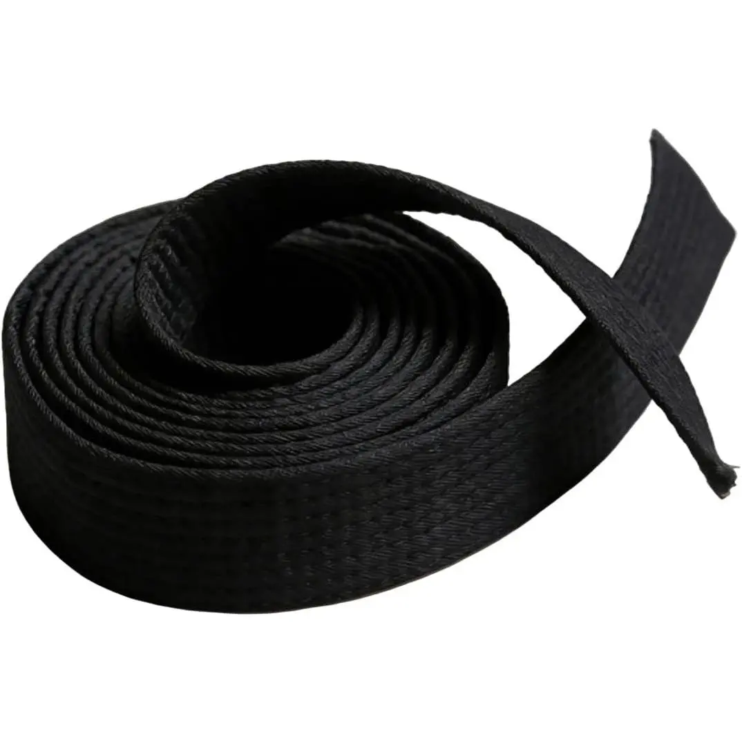 110×1.57 Inch Black Double Wrap Martial Arts Belt Durable Cotton-Polyester Blend Belt for Training Competition Universal Fit Adult