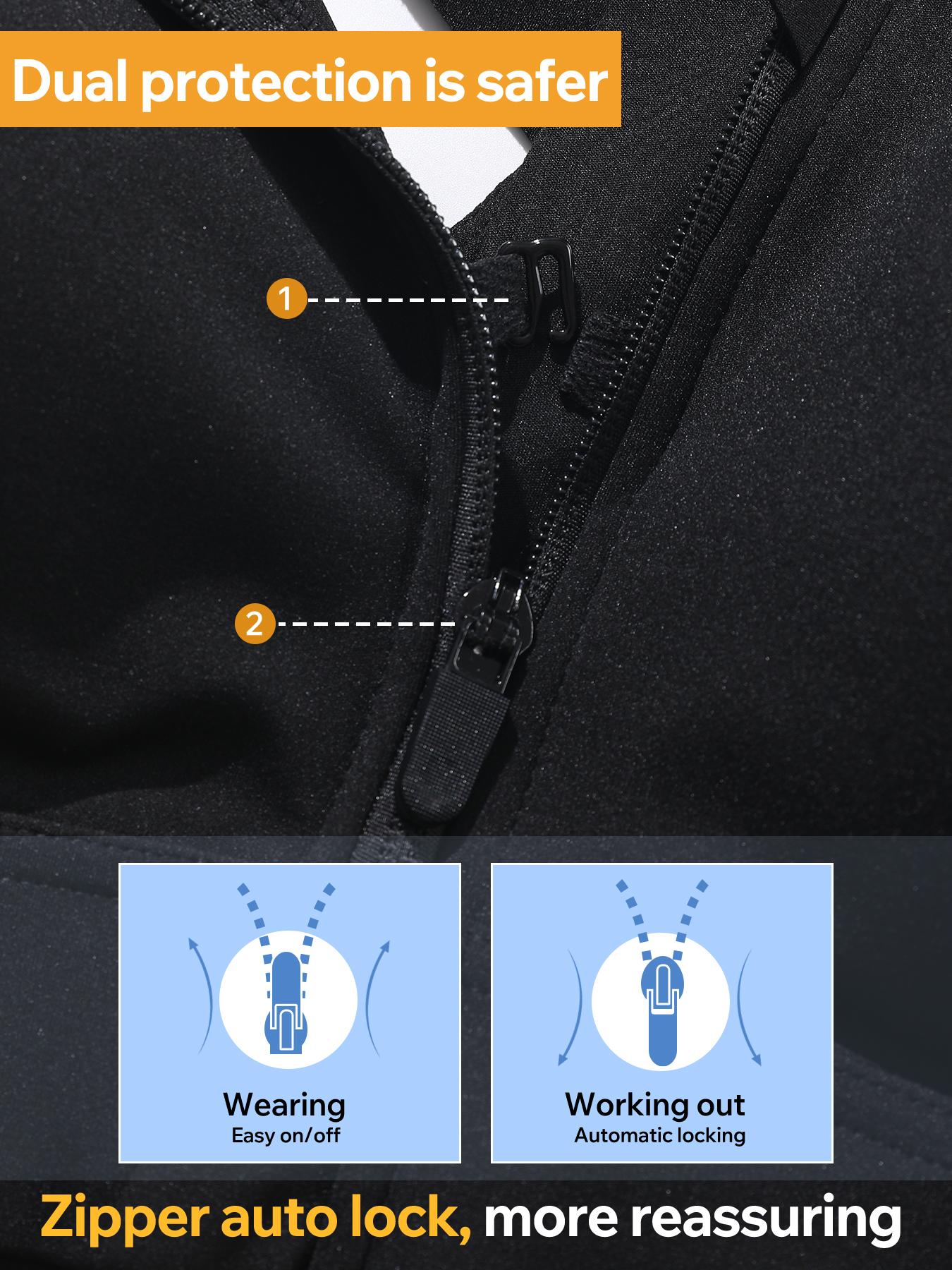 【Plus Size】 Criss Cross Zipper Front Wireless Sports Bra, Solid Adjustable Strap High Stretch Yoga Bra, Women's Sport Clothing for Indoor Outdoor Wear