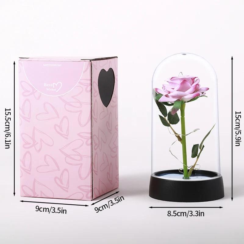 Eternal Rose Flowers Artificial Foil Flower in Glass Glow Immortal Flower LED Roses Lamp Flores Eternas Valentine's Day Gift Light Up Rose