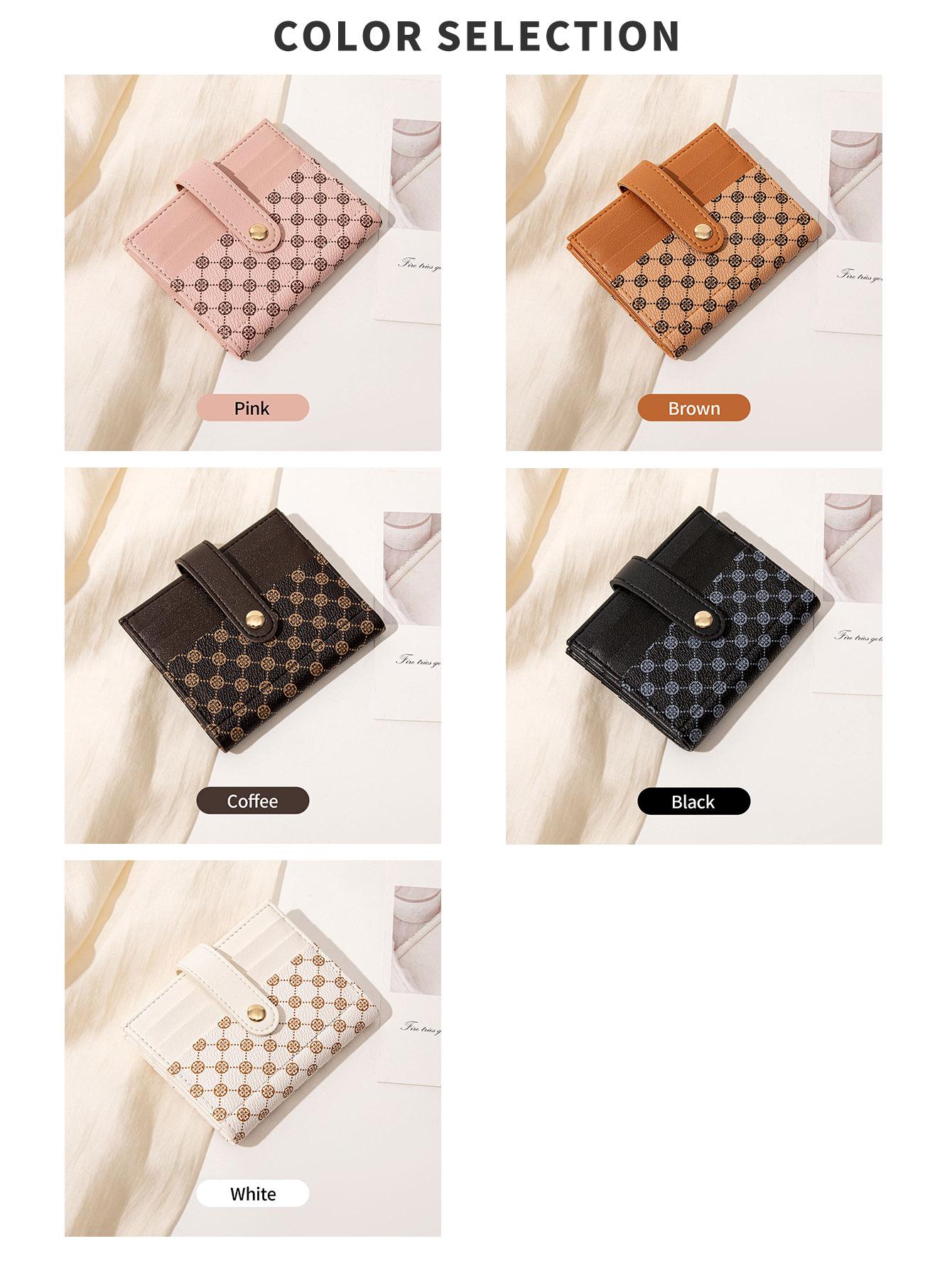 Unisex Printed Ultra Slim Short Bifold Wallet For Women, Trendy Wallet, Compact Multi-Slot Credit Card Holder, Multi-Functional Mini Purse, Practical Portable Wallet For Daily Use