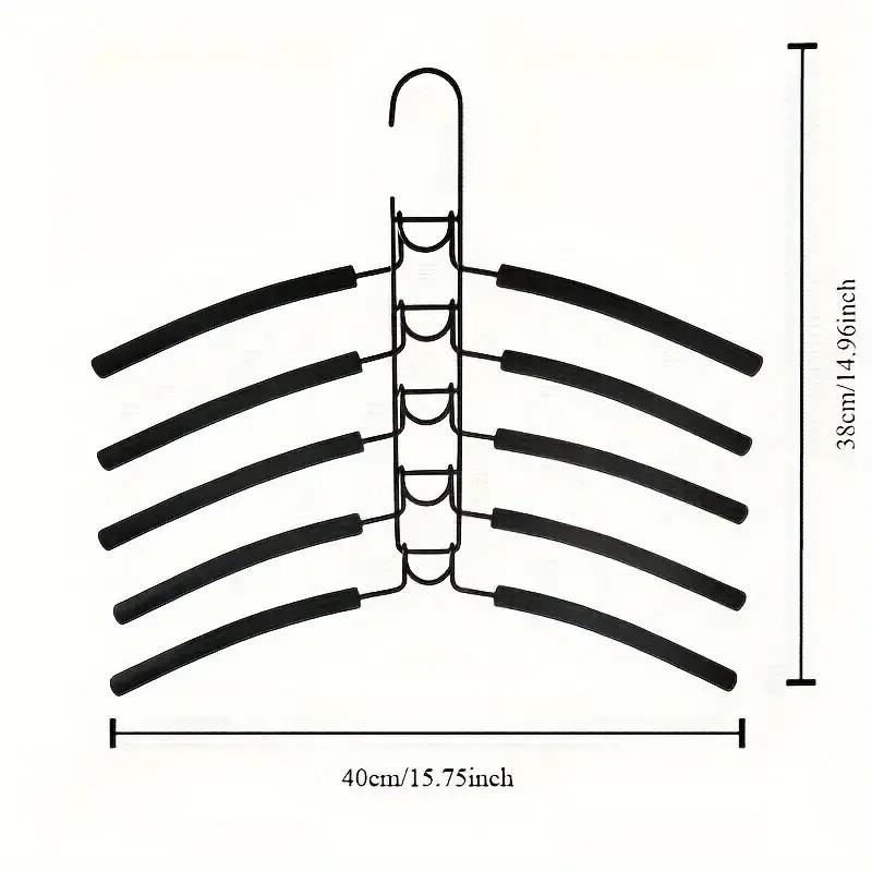 1-Piece Multifunctional Magic Clothes Hanger, Space Saving Storage Hanger, 5-Layer Coated Metal Hanger with Non-Slip Foam Tube, Folding Closet Organizer for Dorms & Closets