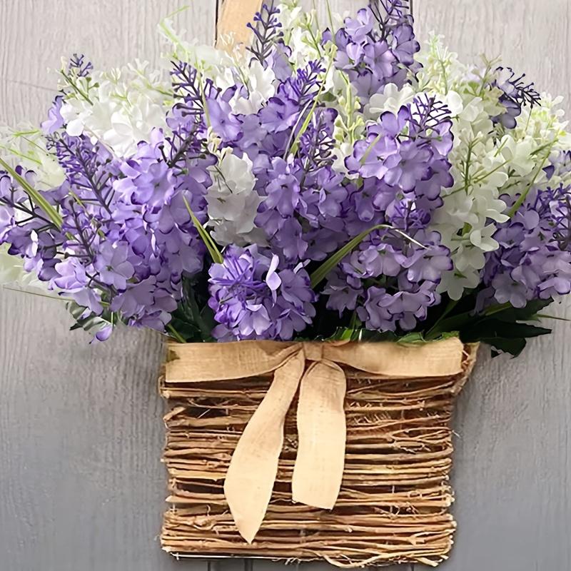 A Bouquet of 30 Artificial Flowers in White And Purple Hyacinths, Fade-Resistant And Low-Maintenance for Outdoor Use, Suitable for Indoor And Outdoor Weddings, Gardens, Offices, And Parties | Spring And Summer Decorative Floral Arrangements