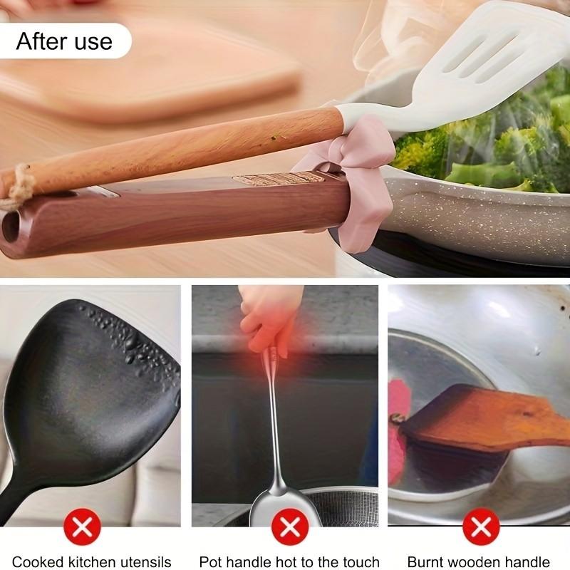 Cute Bow Silicone Spatula Holder, Space-Saving Kitchen Organizer, Heat Resistant, Scratch-Resistant, Compatible with All Stoves, Tableware