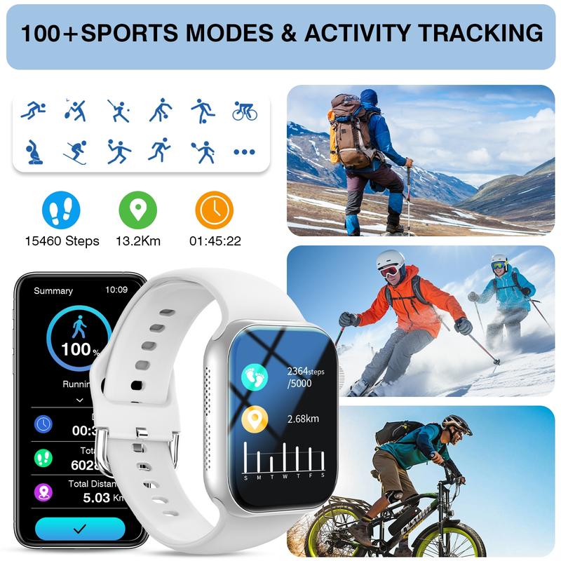 2026 New Smart Watch HD Touchscreen - Wireless Calling, Camera & Music Control, Multi-Sport Modes, Alarm/Call-SMS Alert, Custom Display, iOS Android Compatible, Sport Smartwatch (Unisex)