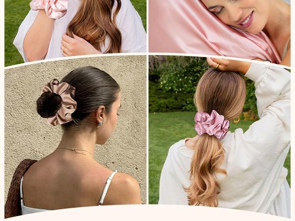Yanibest 8 Pcs Satin Scrunchies - Silk Scrunchies Ponytail Holders, Soft Satin Hair Ties No Damage，Hair Accessories for Women Girls