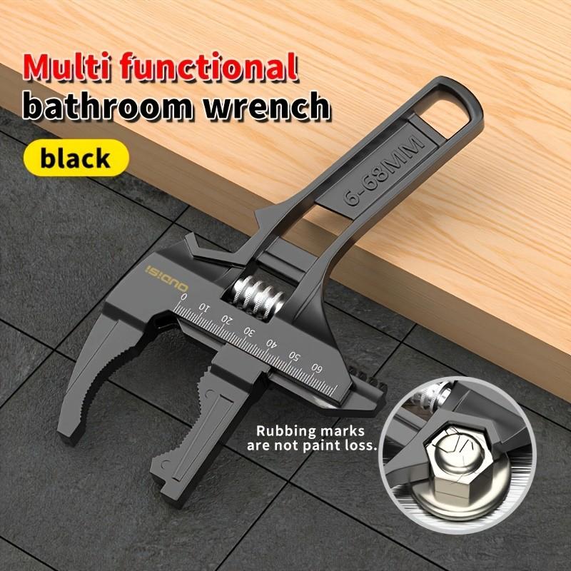 Multi-Functional Adjustable Wrench, Strong Grip and Wide Bore, Stainless Steel + Aluminum Alloy, Ideal for Narrow Bathroom Spaces, No Assembly Needed