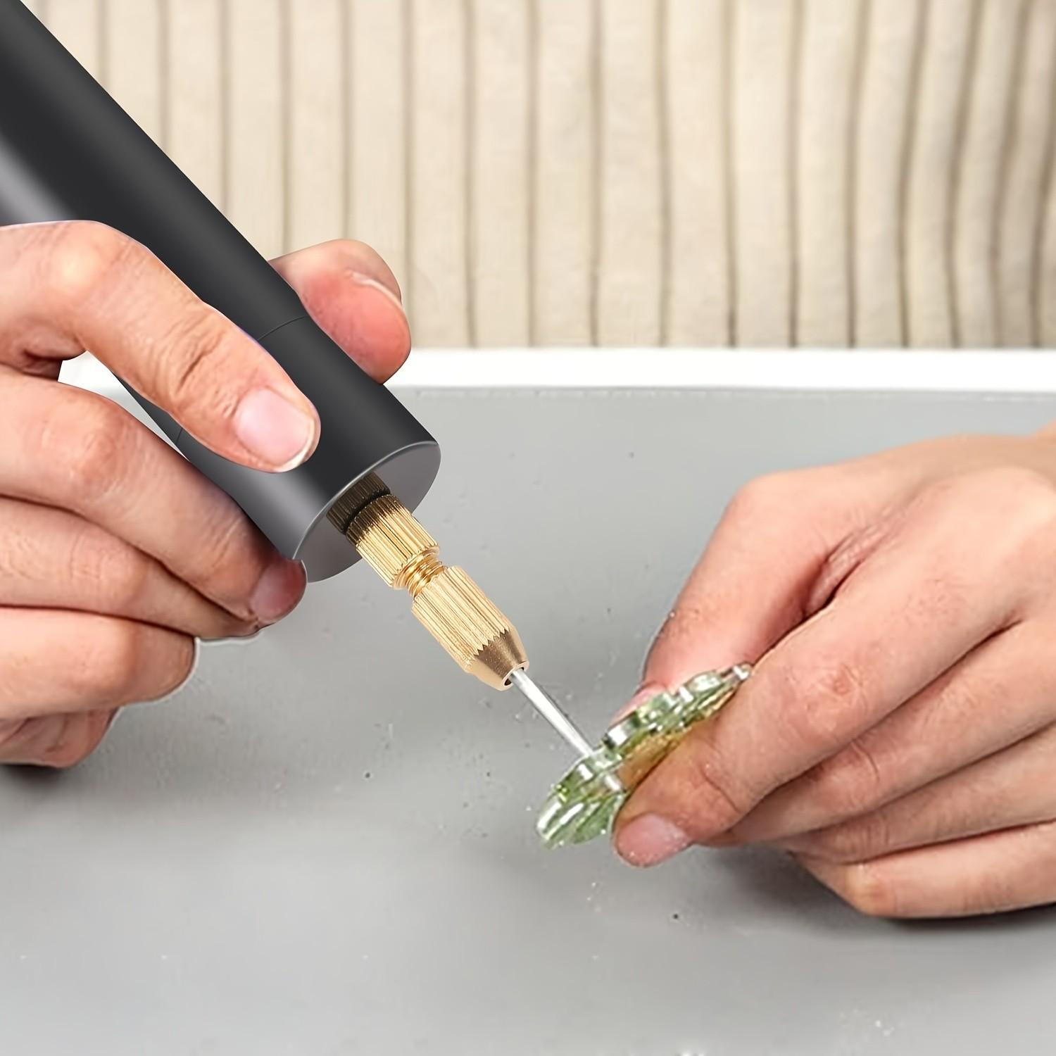 USB Mini Electric Drill Set for Resin Aluminum Rotary Tool, Multiple Drill Bits Handheld Needle Clamp Kit, Small DIY Drilling Projects Keychain Crafts ()