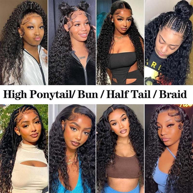 [New in] STERLY 200% Density Burgundy / Natural Color 13x6 Lace Frontal Human Hair Deep Wave Wig Ombre Color Water Wave Wig 99J Curly Wigs #FB30 Highlight Pre Plucked Pre Cut Beginner Friendly Wig Smooth HD Transparent Lace Wig