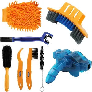 8 Pieces Precision Bicycle Cleaning Brush Tool Including Bike Chain Scrubber Suitable for Mountain Road City Hybrid BMX and Folding Bike